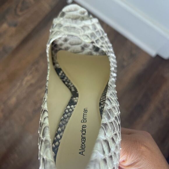 Alexandre Birman Black/Gray Snakeskin Peep Toe Heels Size 7.5 - Picture 9 of 16
